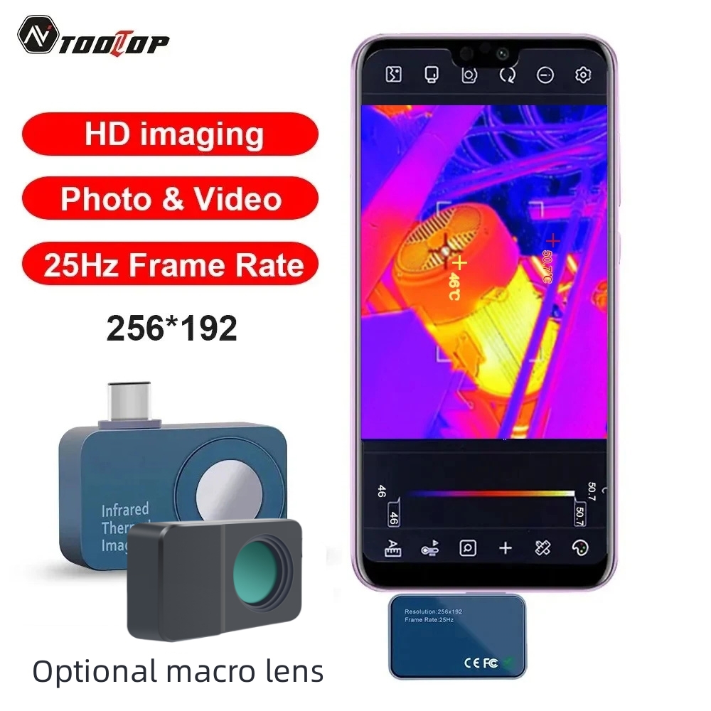 Infiray P2 Pro Macro Lens - TOOLTOP T7 256*192 Android Type-C Warmtebeeldcamera