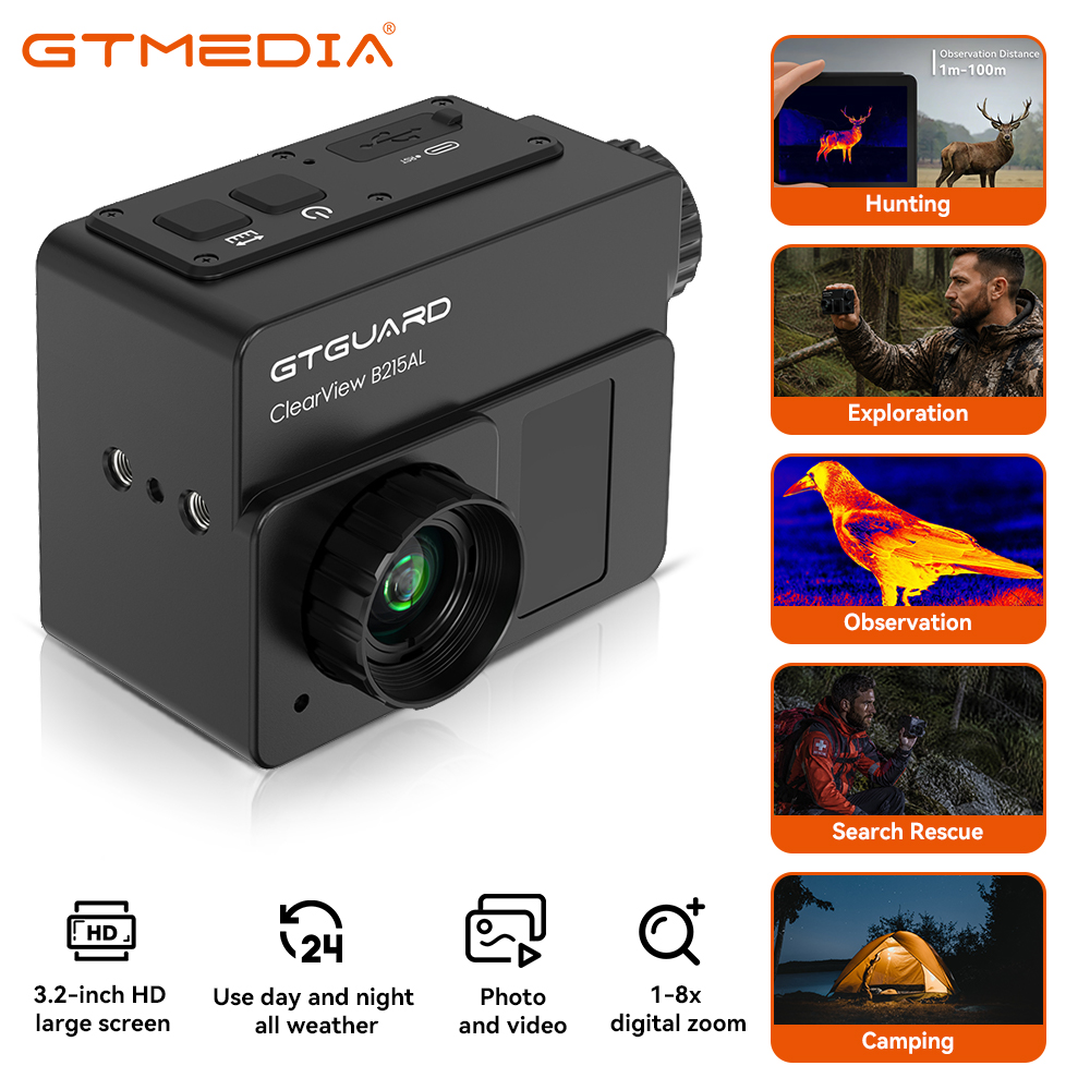 Thermal Scope Night Vision Monocular - GTGUARD B215AL Thermische beeldvormingskijker 1024×768 resolutie